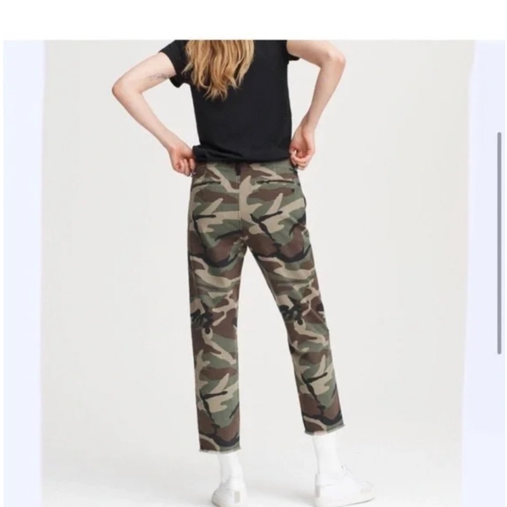 rag & bone Buckley Green Camo Straight Leg Raw Hem High Rise Chino Pant
